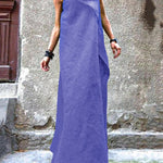 100% navy cotton linen quilting clothes sleeveless patchwork Love Dresses