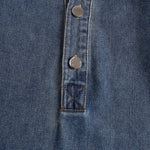 Elegant Urban-style Blue Denim Button-down Maxi Dress