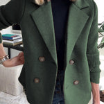 Lapel Button-Down Knit Sleeve Casual Jacket