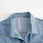 Casual Loose Vintage Denim Short Sleeve Shirt Tassel Mini Dress