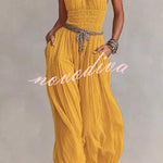 Bohemian Halter Neck Wide-Leg Jumpsuit