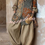 Retro Floral Print Longline Shirt & Baggy Pants Two-Piece Set