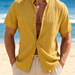 KZZ Men's Summer V-Neck Short-Sleeve Shirt
