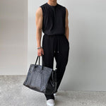 KZZ Men's Two-Piece Ribbed Knit Tracksuit