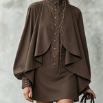 Philomena | Cape-Draped High-Neck Mini Dress