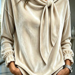 Celeste Velvet Flowing Blouse with Bow Detail
