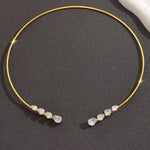 Fashionable Teardrop-shaped Zircon Copper Coil Open Necklace