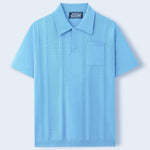 KZZ Men's High-Stretch Acrylic-Cotton Knit Polo Shirt