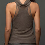 Sexy halter neck V-neck backless fitted knit top
