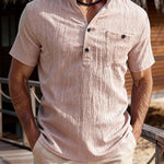 KZZ Men's Summer V-Neck Short-Sleeve Shirt