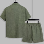 KZZ Men's Linen-Blend Two-Piece Loungewear Set