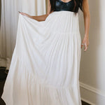 Stylish Leather Patchwork Suspender Casual Vacation Style Maxi Dresses