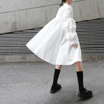 Ruched Balloon Sleeve Shirt Dress