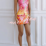 Fashionable Sequined Printed Suspender Slim-fit Mini Dress