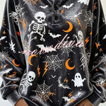 Spooky Season Velvet Long Sleeve Halloween Shirt with Buttons