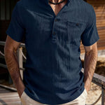 KZZ Men's Summer V-Neck Short-Sleeve Shirt