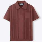 KZZ Men's High-Stretch Acrylic-Cotton Knit Polo Shirt