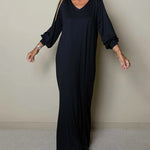 Zeagoo Women's Casual Classic Long Sleeve V-neck Maxi Dress