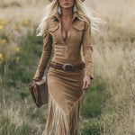 Valencia | Suede dress with fringes