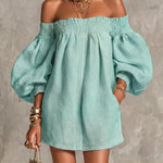 Whitney | Off-Shoulder Lantern-Sleeve Mini Dress