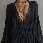 Serafina | Black Lace Chiffon Mini Dress