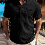 KZZ Men's Summer V-Neck Short-Sleeve Shirt