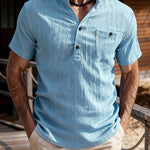 KZZ Men's Summer V-Neck Short-Sleeve Shirt