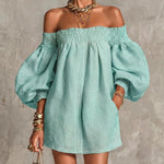 Whitney | Off-Shoulder Lantern-Sleeve Mini Dress