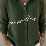Casual Stylish Knit Solid Color Shirt Neck Button Up Long Sleeve Cardigan