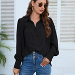Zeagoo V Neck Button Down Shirts Long Sleeve Collared Blouses Tops