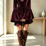 Vintage-Inspired Pearl Velvet Swing Dress