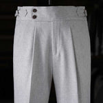 High-waisted Parisian Button Draped Suit Trousers