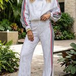 Rylee Colorblock Striped Star Print High Rise Elastic Waist Wide Leg Pants