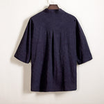 Cotton and Linen Jacquard Vintage Half Sleeve Shirt