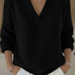Loose-fit V-neck knit sweater for autumn and winter