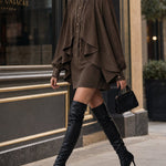 Philomena | Cape-Draped High-Neck Mini Dress