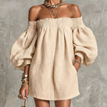 Whitney | Off-Shoulder Lantern-Sleeve Mini Dress