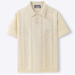 KZZ Men's High-Stretch Acrylic-Cotton Knit Polo Shirt