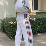 Rylee Colorblock Striped Star Print Zipper High Neck Pocket Sporty Jacket
