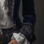 Women’s Vintage Navy Embroidered Longline Jacket