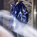 Stage Party Silver Leather  Hooded Jacket
