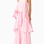 Soft and Smooth Satin Tiered Slip Square Neck A-line Maxi Dress
