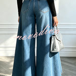 High-Waist Overlay Wide-Leg Jeans
