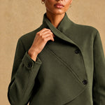 Asymmetric Cropped Jacket and Wide-Leg Trousers Set