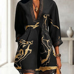 Aurelia Gilded Marble Linen Tunic Dress