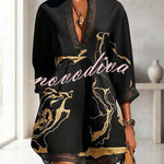 Aurelia Gilded Marble Linen Tunic Dress
