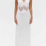 Effortless Elegance Satin Sheer Lace Patchwork V-neck Drape Maxi Dress