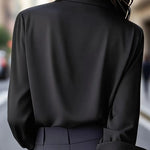 Solid color long-sleeved versatile shirt with lapel satin shirt