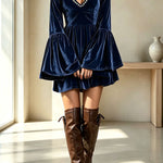 Vintage-Inspired Pearl Velvet Swing Dress