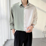 Summer Ice Silk Two-Tone Panel Shirt